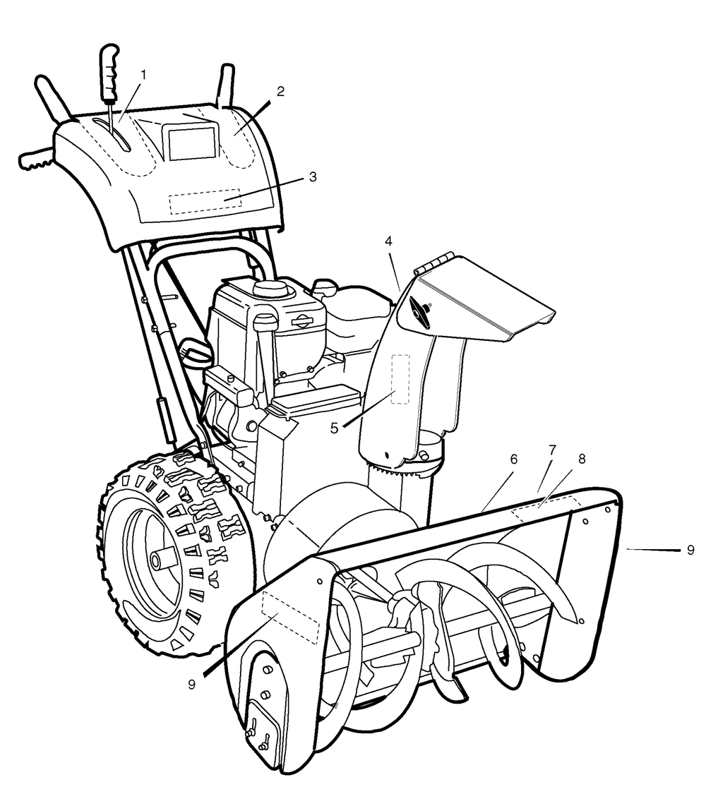 Decals Diagram and Parts List for 1695488-18-2863-29 2008 Briggs and Stratton Snow Blower